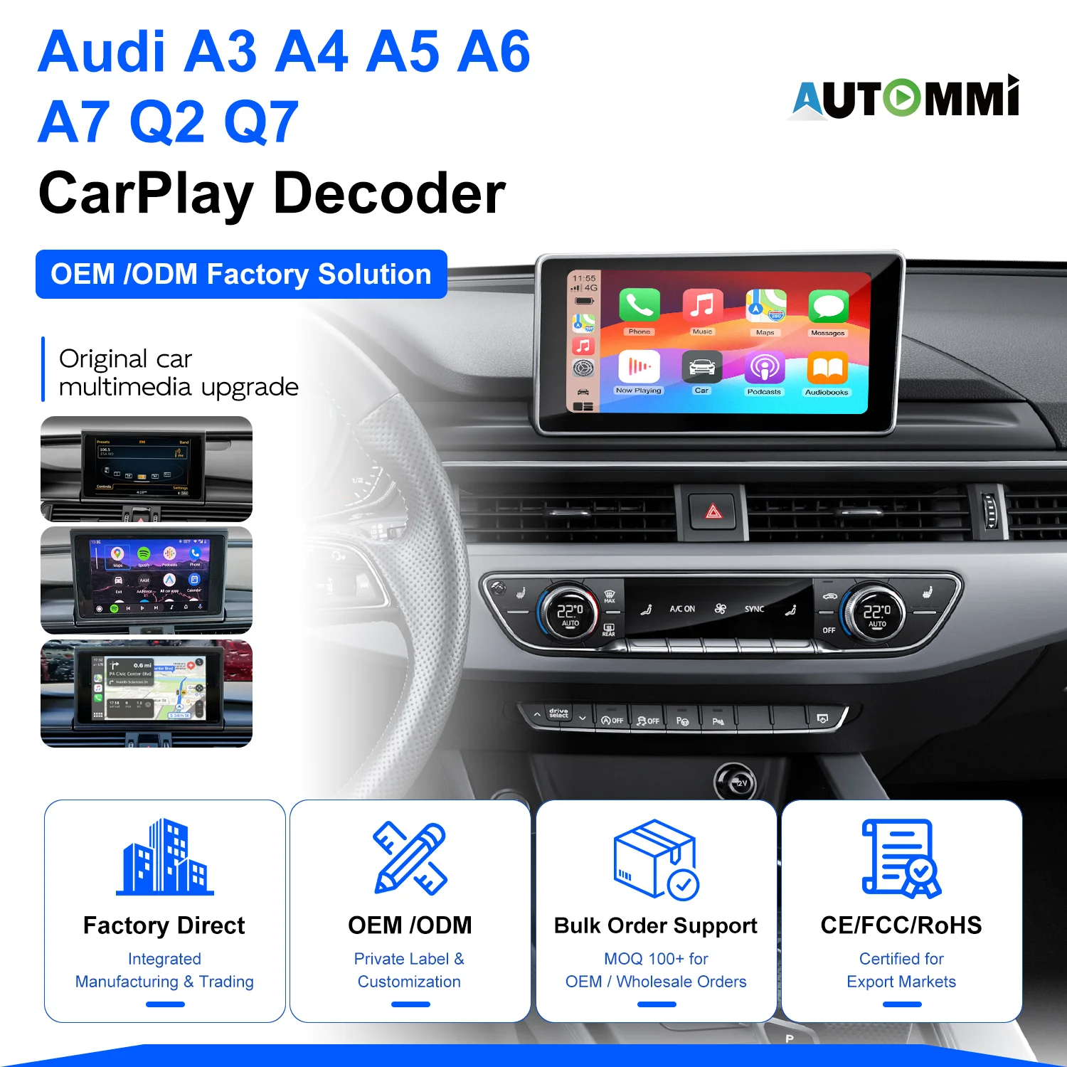 Wireless Apple CarPlay Android Auto Decoder Module Kit for Audi A3
