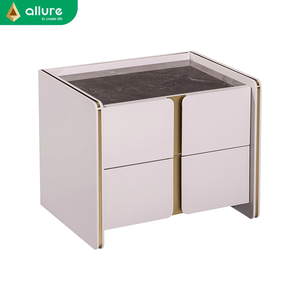 Allure Modern Style Interior Design Villa Bedroom Storage Mirrored Bedside Cabinet Bedroom Furniture