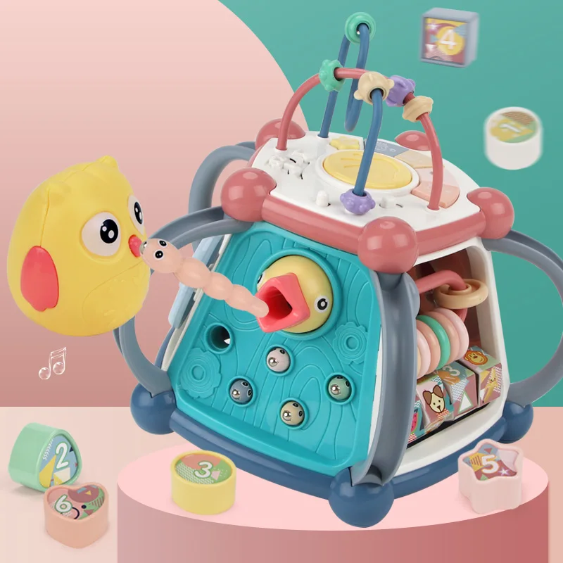 7 in 1 Drums STEM Electronic Educational Activity Cube Baby Toys Early Learning Preschool Magic Box Game Toy