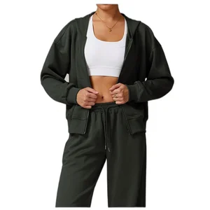 Women's Heavyweight Oversized Cotton Yoga Pullover Hoodie 500gsm Winter Sports Fleece Jacket Custom Logo Fashion Shorts Waist