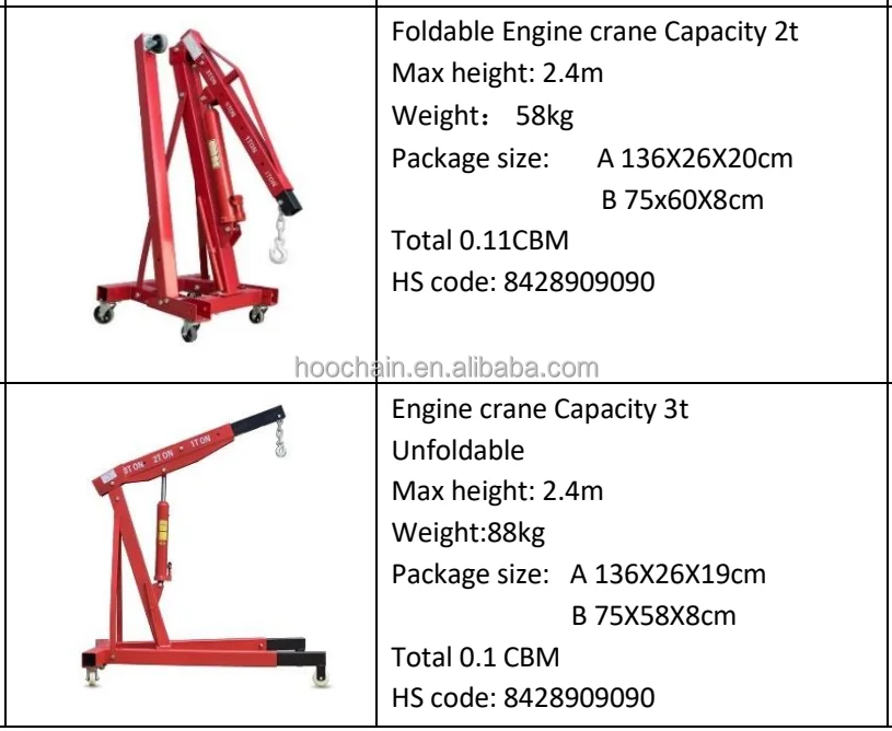 Hydraulic Folding Engine Crane Stand Hoist Lift Jack With Wheels