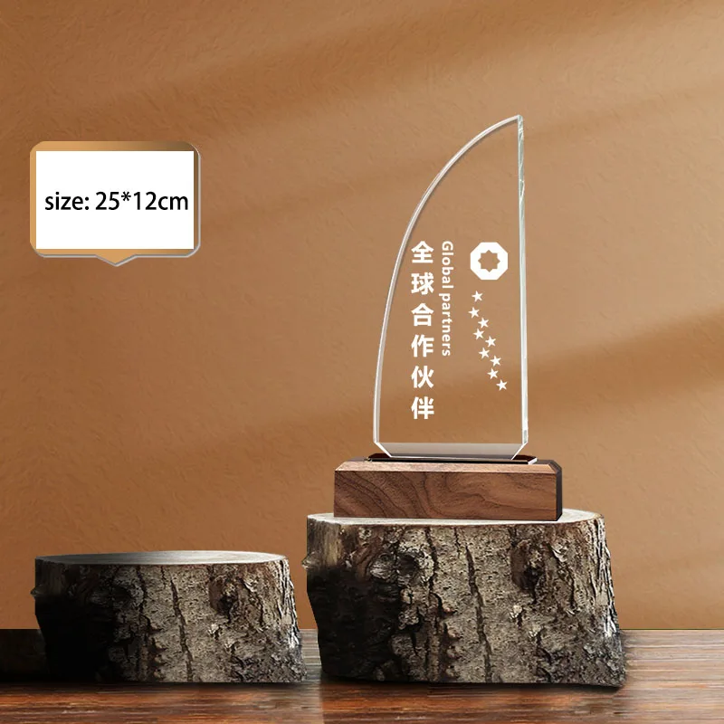 Wholesale Awards And Trophies Custom 10th 20th Anniversary Souvenir gifts Honor Glass Crystal Trophy details