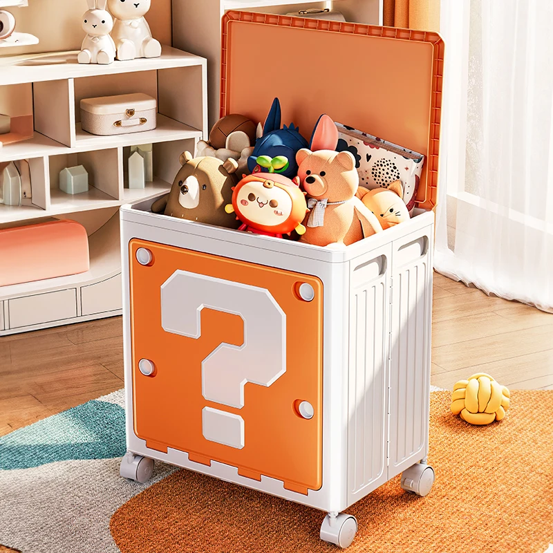 Wannuo Mario Style Children's Toy Storage Box Foldable Toy Storage Box Flexible Plastic Storage Box with Universal Wheels