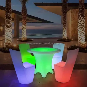 Manufacturer Customized Modern Colored Plastic Illuminated Led Stool Hotel Use