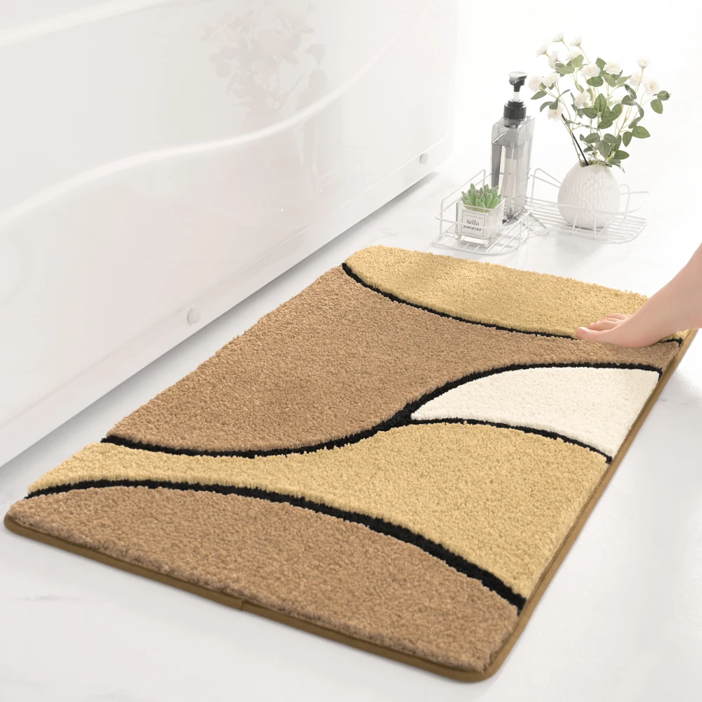  Custom Brown Bath Mat Bathroom Rugs Non Slip Microfiber Absorbent Bath Rugs Funny Bathroom Decor Blue Bath mat