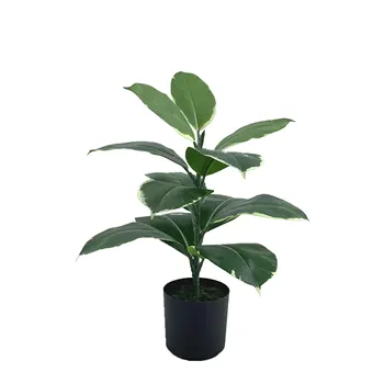 Plastic Ficus Elastica Indoor Tree Plants Wholesale Artificial Plant Leaves Bonsai For Home Garden Decorations