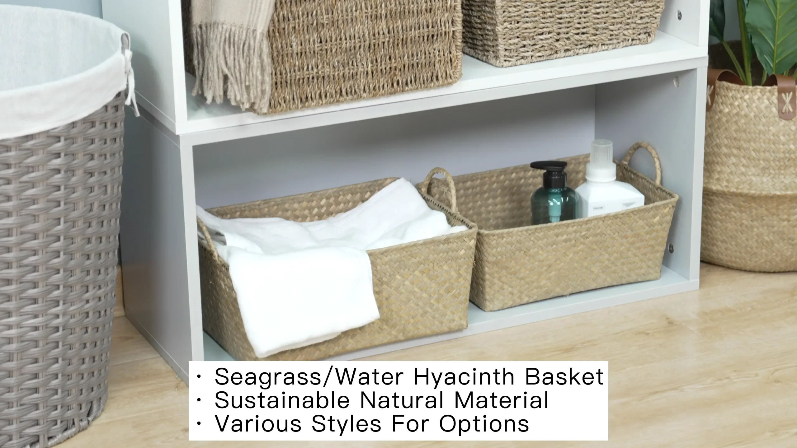 Casafield Woven Seagrass Magazine Basket – Wicker Storage Bin With Handles