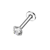 Steel+Clear round zircon (single)