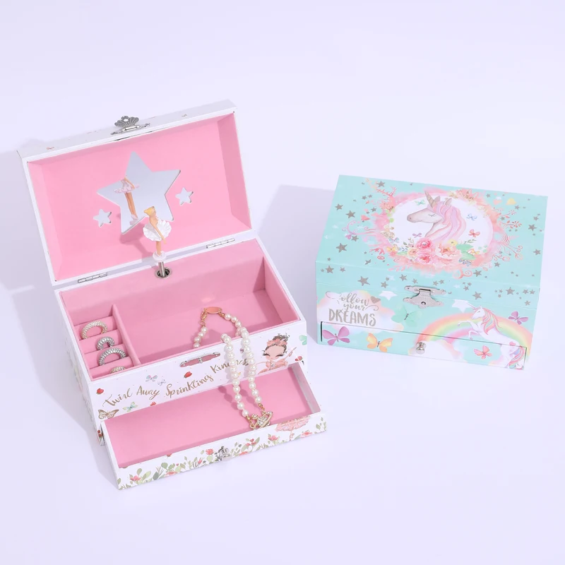 Elequeen Music Box Unicorn Jewellery Box for Kids