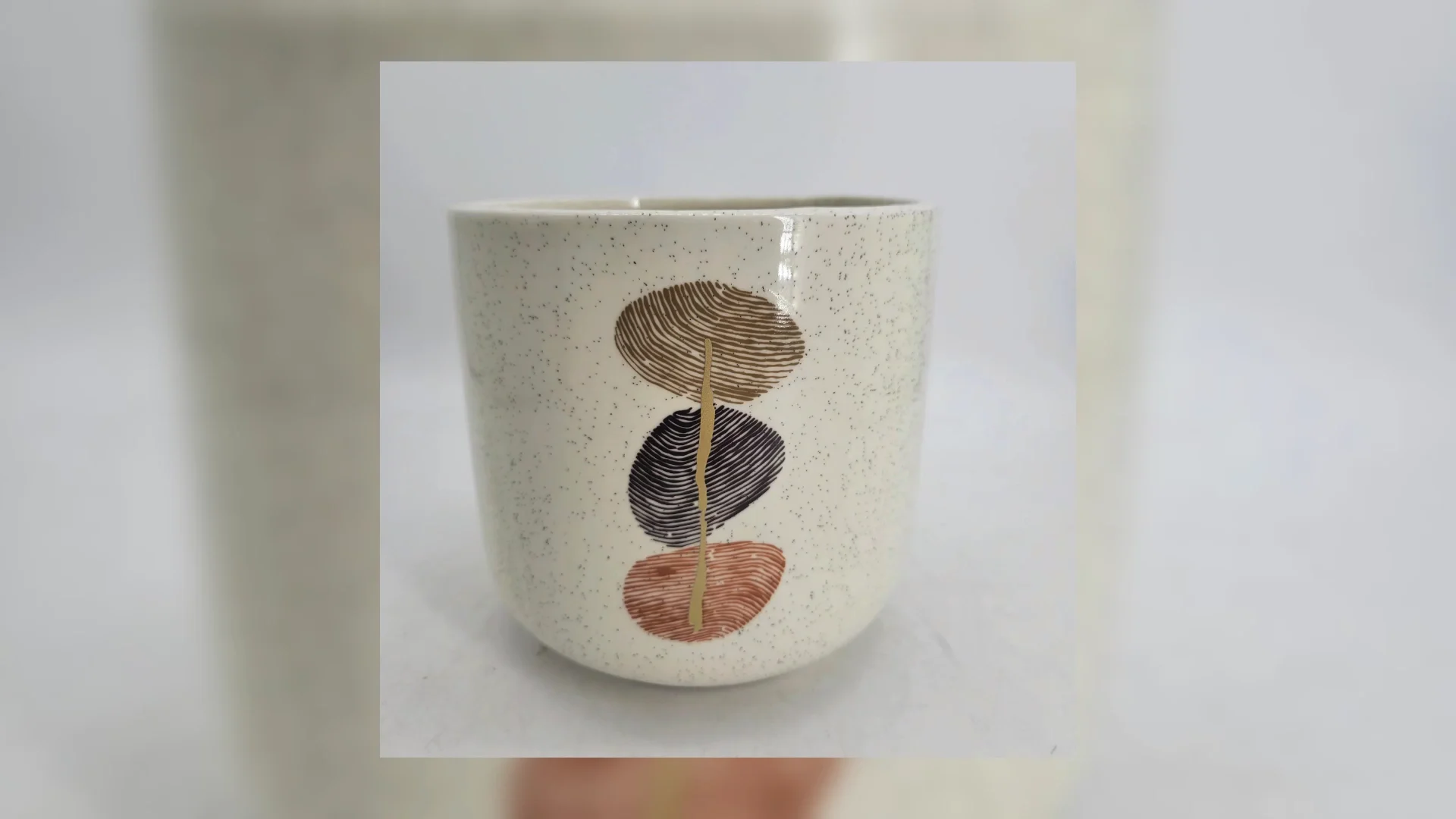 Creative Art Fingerprint Printing Ceramic Glazed Porcelain Flowerpot