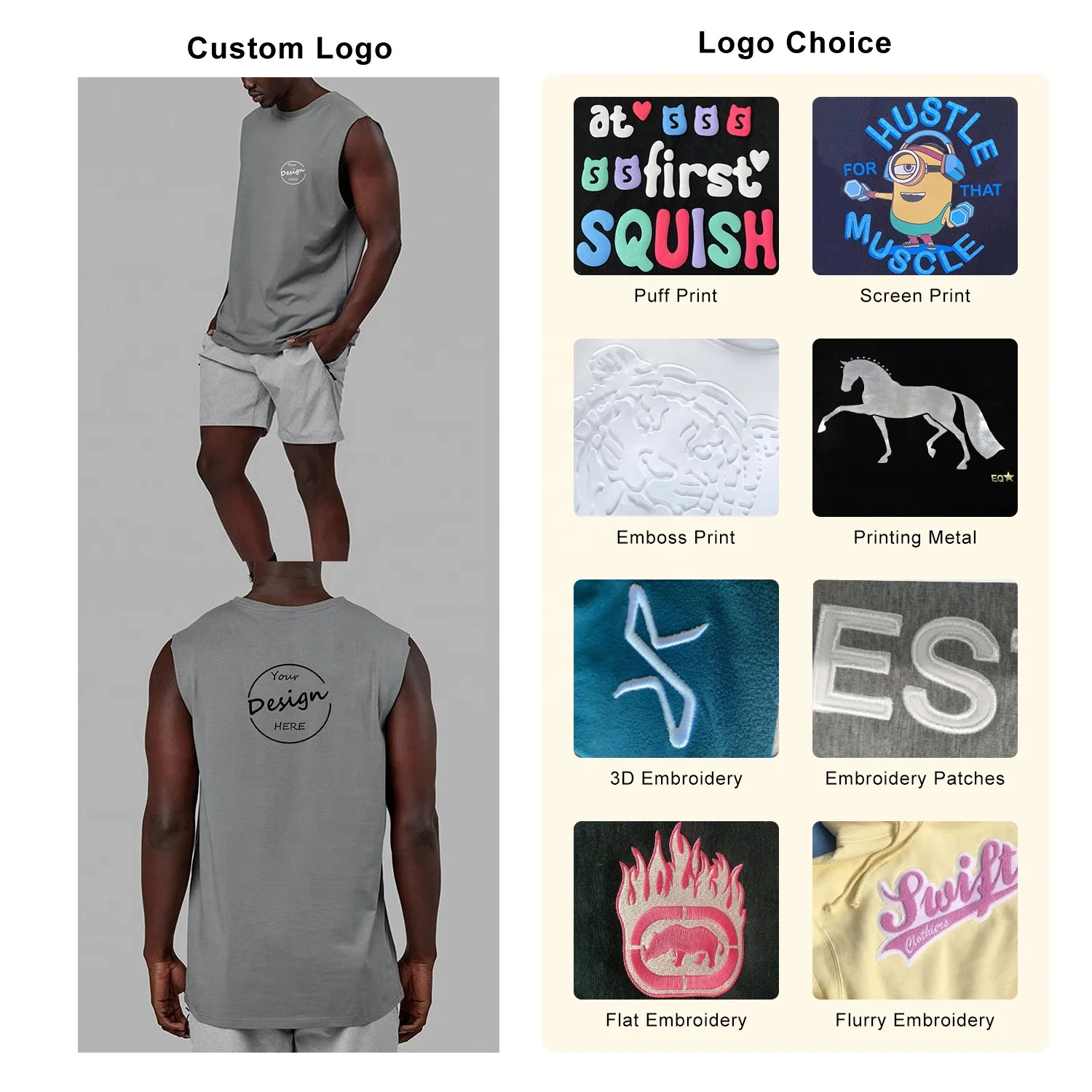 JL1125C Men’s 95% Cotton 5% Elastane Sleeveless Shirts Vintage Loose Fit Gym Fitness Workout Training Tank Top for Men