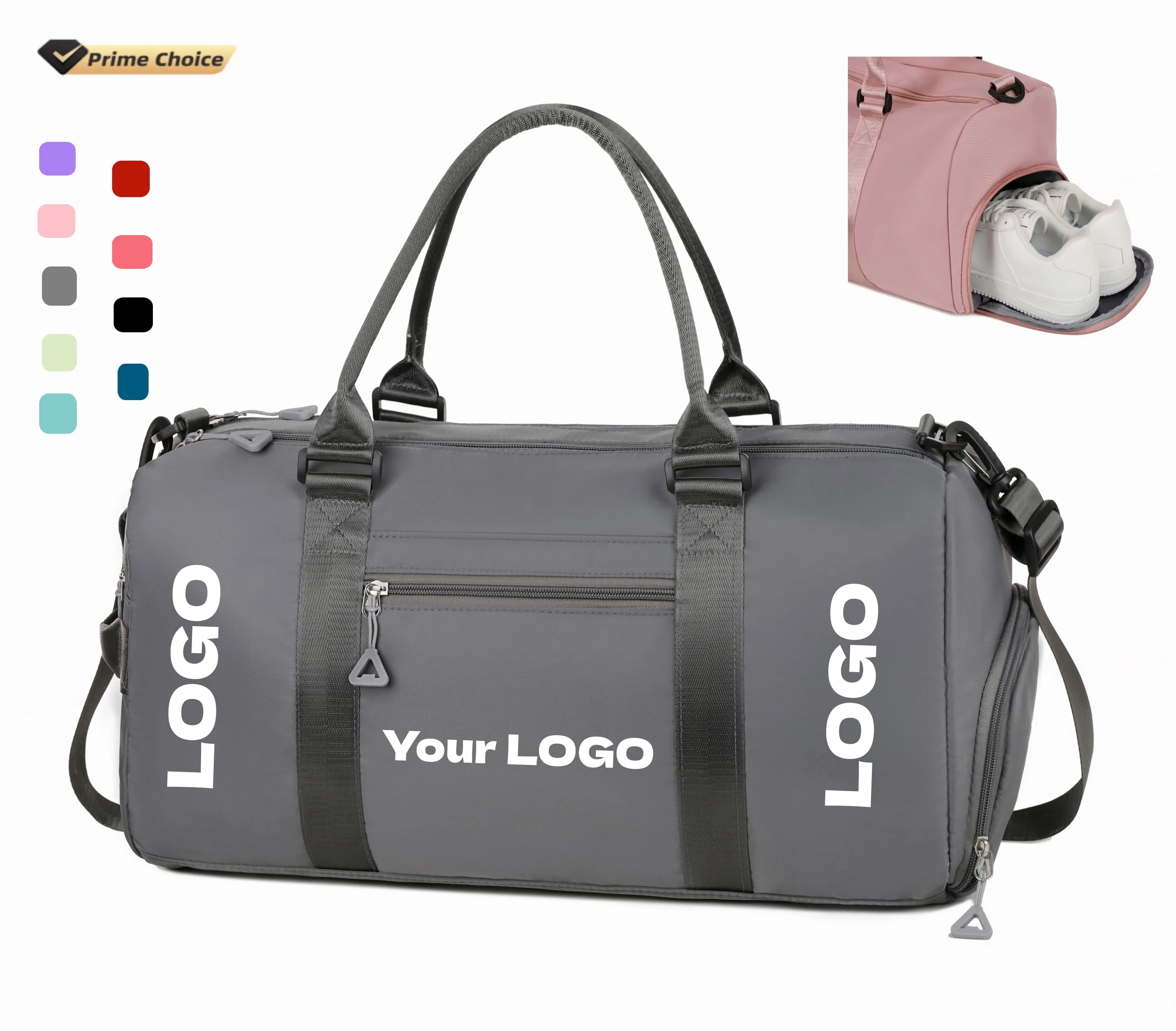 10Colors Custom logo Print Travelling Bag Duffel Sports Bag with Shoes Compartment Waterproof Fitness Gym Bags for Exercise
