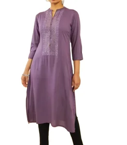 2026 New Design Islamic Clothing Long Tops Embroidered Collar-Neck Straight Kurta Elegant Abaya Ladies Shirt Muslim Blouses