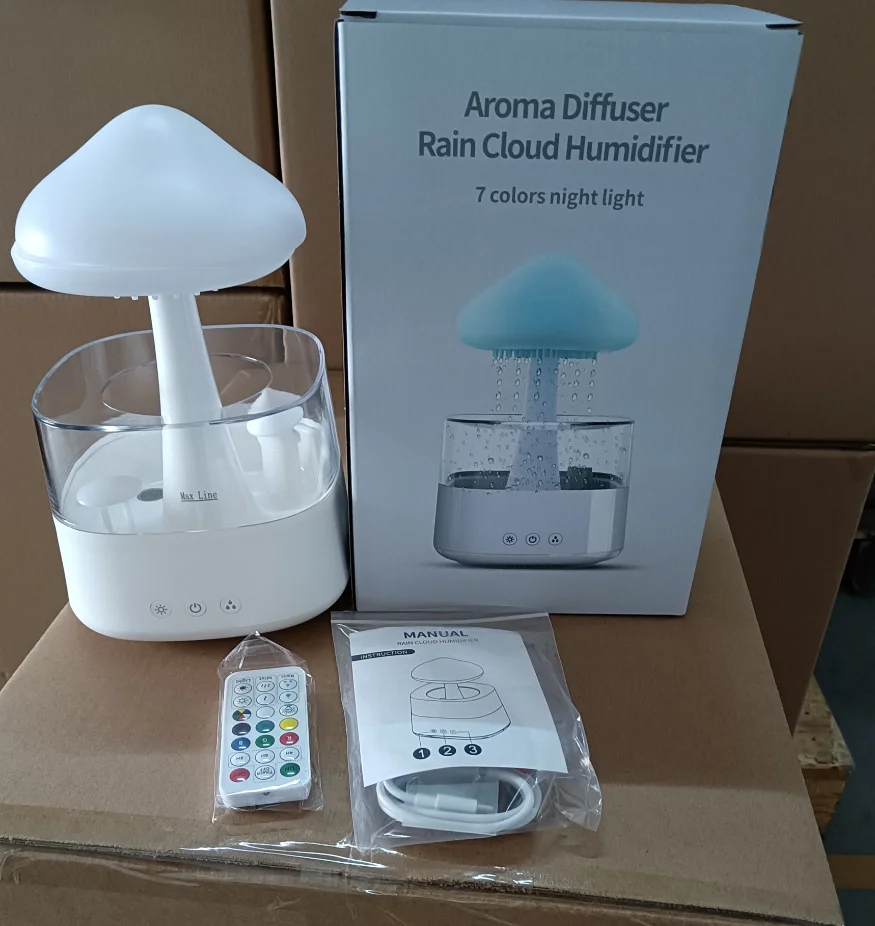 7 Changing Color Mushroom Rain Cloud Humidifier Water Drip Essential ...