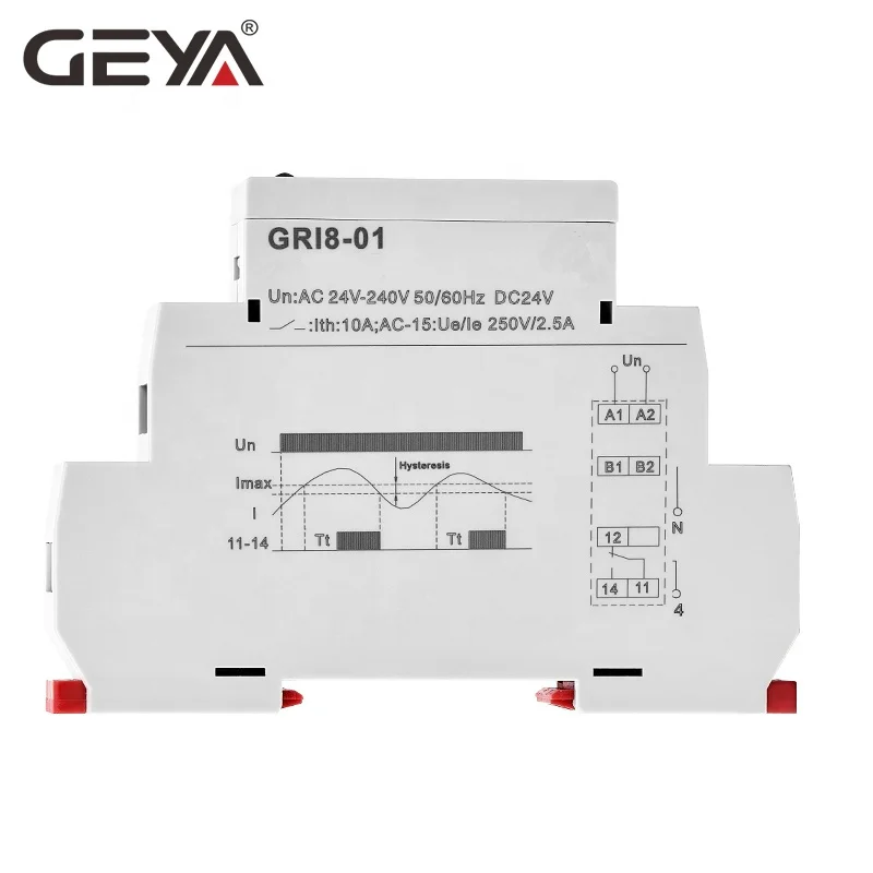 GEYA GRI8-01 Over Current Monitoring Relay Current Range 0.5A-16A W240V or DC24V Current Sensing Relay