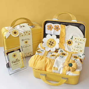 Baby Item Yellow Sunflower Skirt 100% Cotton Gift Box New Born Baby Gift Set