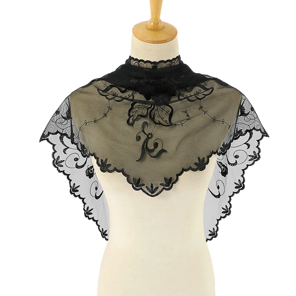 Chapel Veil Embroidered Lace Mantilla Tulle Head Covering Veils Scarves Muslim Hijab for Bride Church