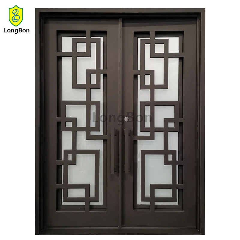 Customized Simple Wrought Iron Doors Double Exterior and windows China