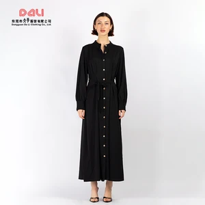 2026 Leisure Comfortable Elegant Fresh New Solid Color Tied Waist Edge V-neck Women Dress Casual Technique Plain Dyed