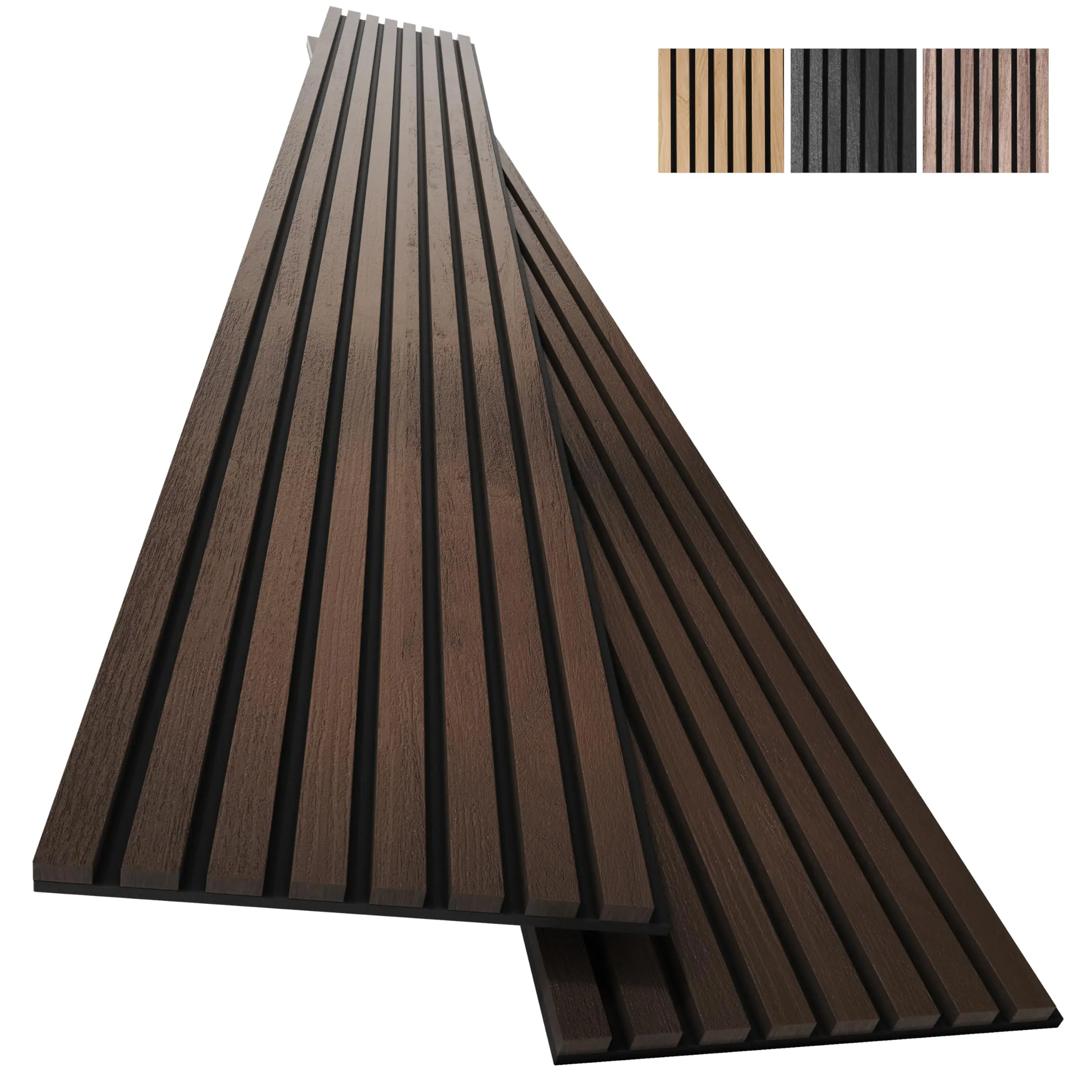 3000mm Two Acoustic Wood Sound Proofing Acoustic Panels Wall Veneer Slat Panels Walnut