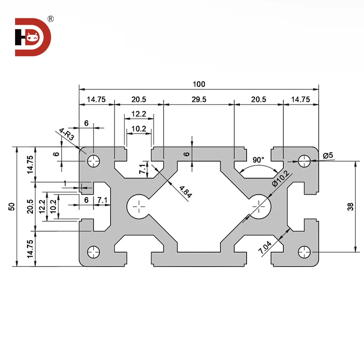 product industrial extruded aluminum profiles 50100 equipment rack processing 50100 heavy duty aluminum profiles-3