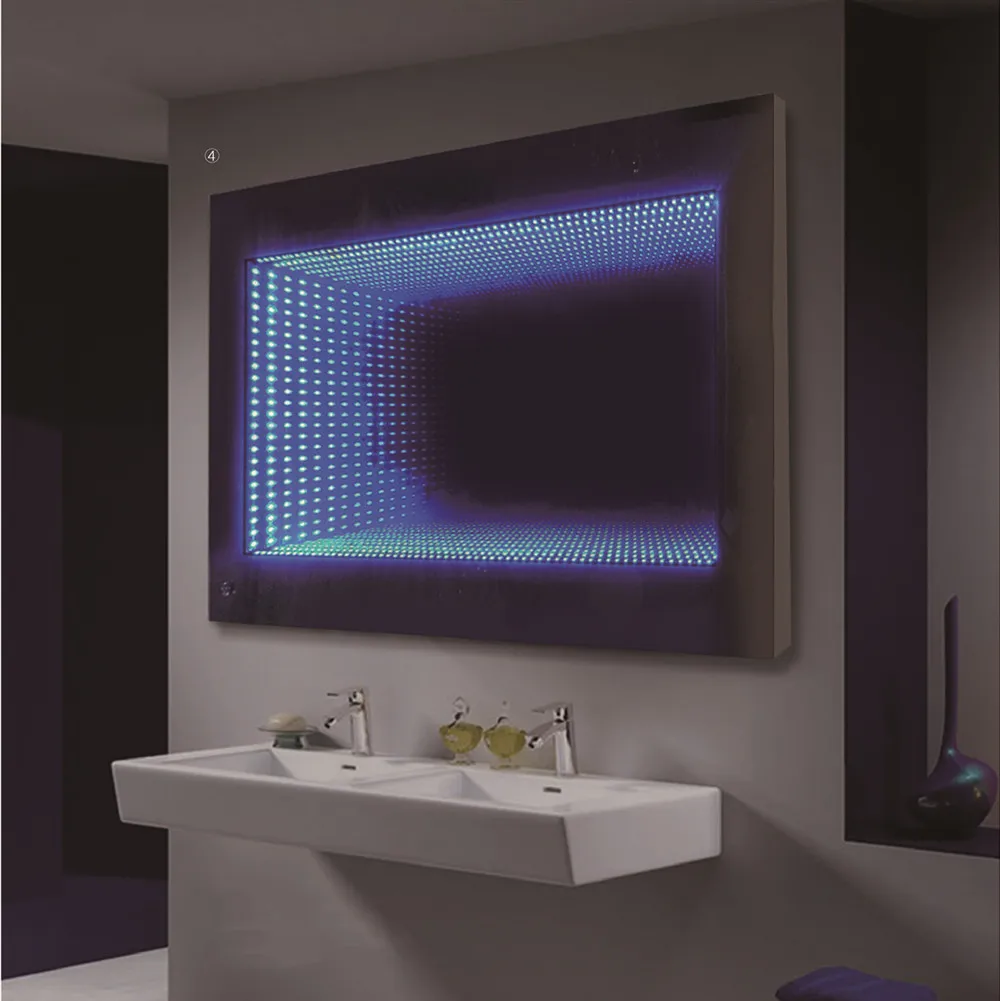 Rectangular Infinity Bathroom Bedroom Mirror LED Light Tunnel Effect with Remote