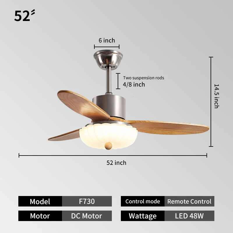 52in ceiling fans with light and remote dimmable 3cct reversible bldc motor abs blades for bedroom living room631-15