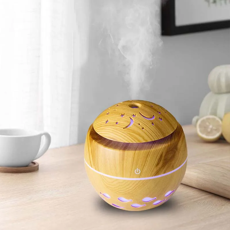Factory Direct Sale 300ml air Humidifier Aroma Diffuser Essential Oil Ultrasonic Humidifiers Wood Grain LED Lights humidificador