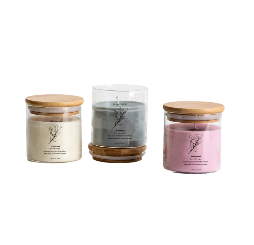 Оригинальный производитель домашний декор ароматерапия свечи роскошная стеклянная банка Ароматизированная свеча с бамбуковой деревянной крышкой