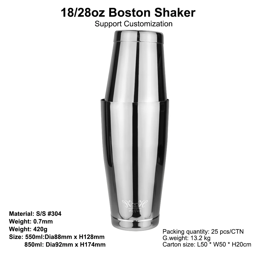 thumbnail image 2 of Boston Cocktail Shaker, Bar Bartender Shaking Tins Weighted 28oz Unweighted 2 of 11