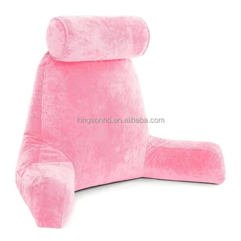 Backrest with Arms - Adult Reading Pillow with Shredded Memory Foam Removable Microplush Cover
