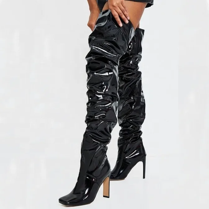 reflective thigh high boots
