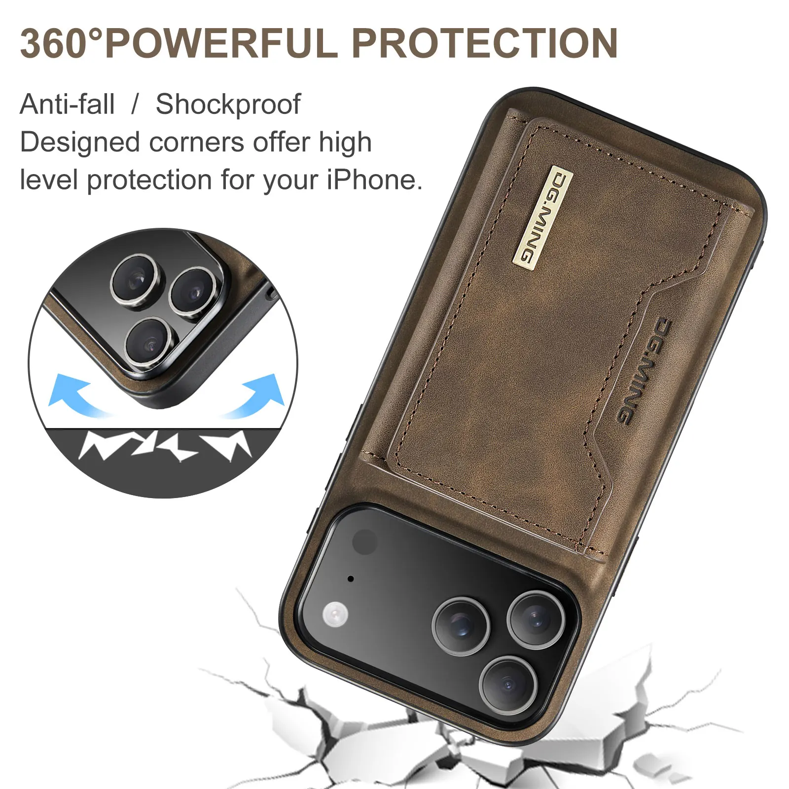Coque Portefeuille Magnétique Pour IPhone – Cuir PU, Poche Carte, Support Intégré, Modèle 7 à 16 Pro Max