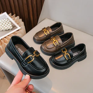 Fashionable Retro-Style Girls' Small Shoes Soft Flat Design with Rubber Insole Waterproof Closure for Spring Summer Walking