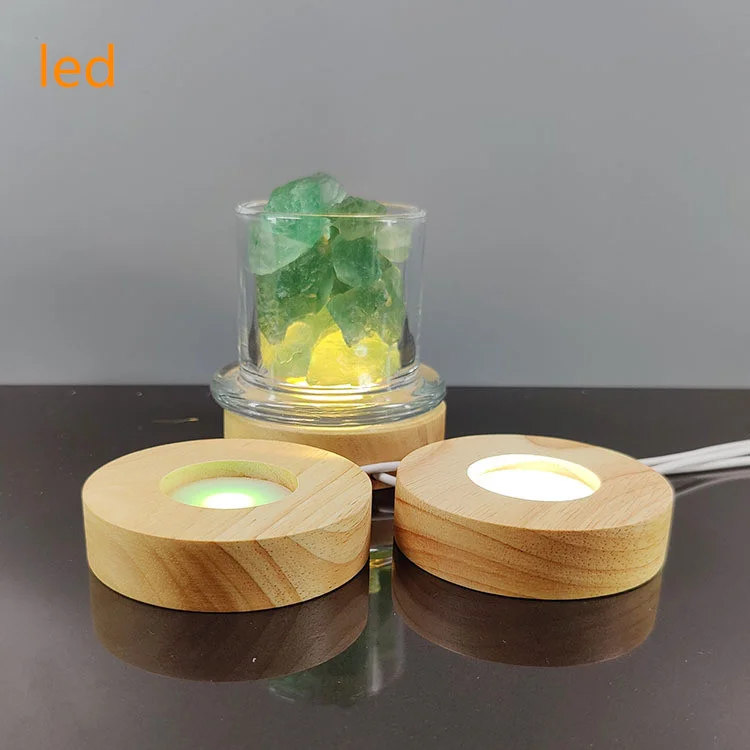 Produktbild von TOYANDONA Holz LED Display Base Warmes Licht USB Wiederaufladbar