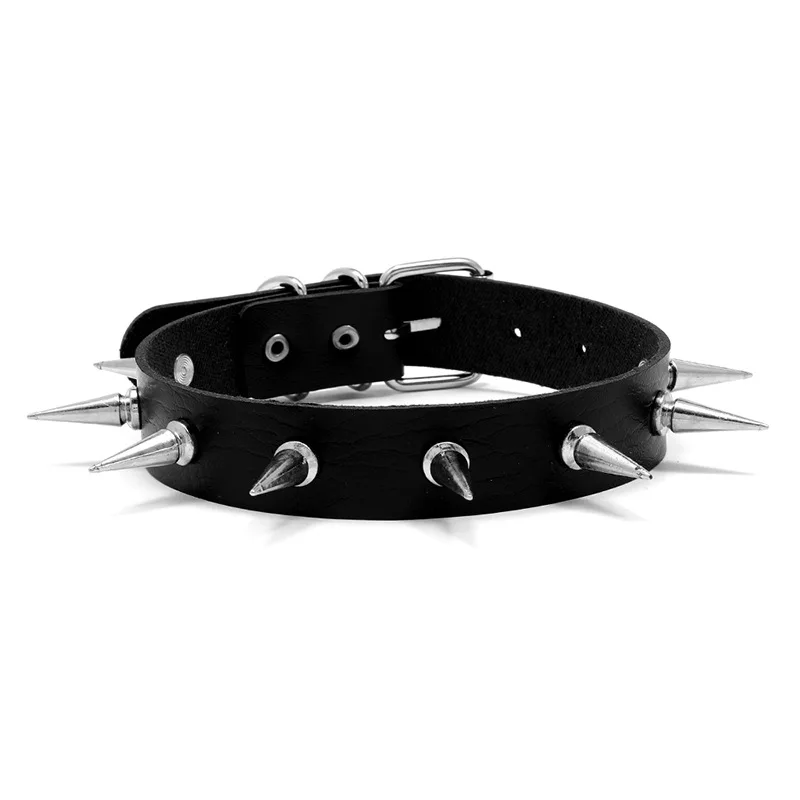 WEITING Punk Gothic Black PU Leather Spike Choker WEITING Punk Gothic Black PU Leather Spike Choker