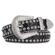 Colorful glitter studded crystal belt for men and women branded luxury bling cowboy cowgirl rhinestone belt adjustable length