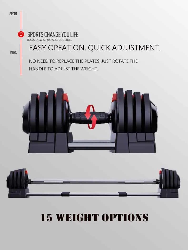 52.5lb 40kg Weights Dumbbell 12 Gears Free Weight Adjustable Dumbbells
