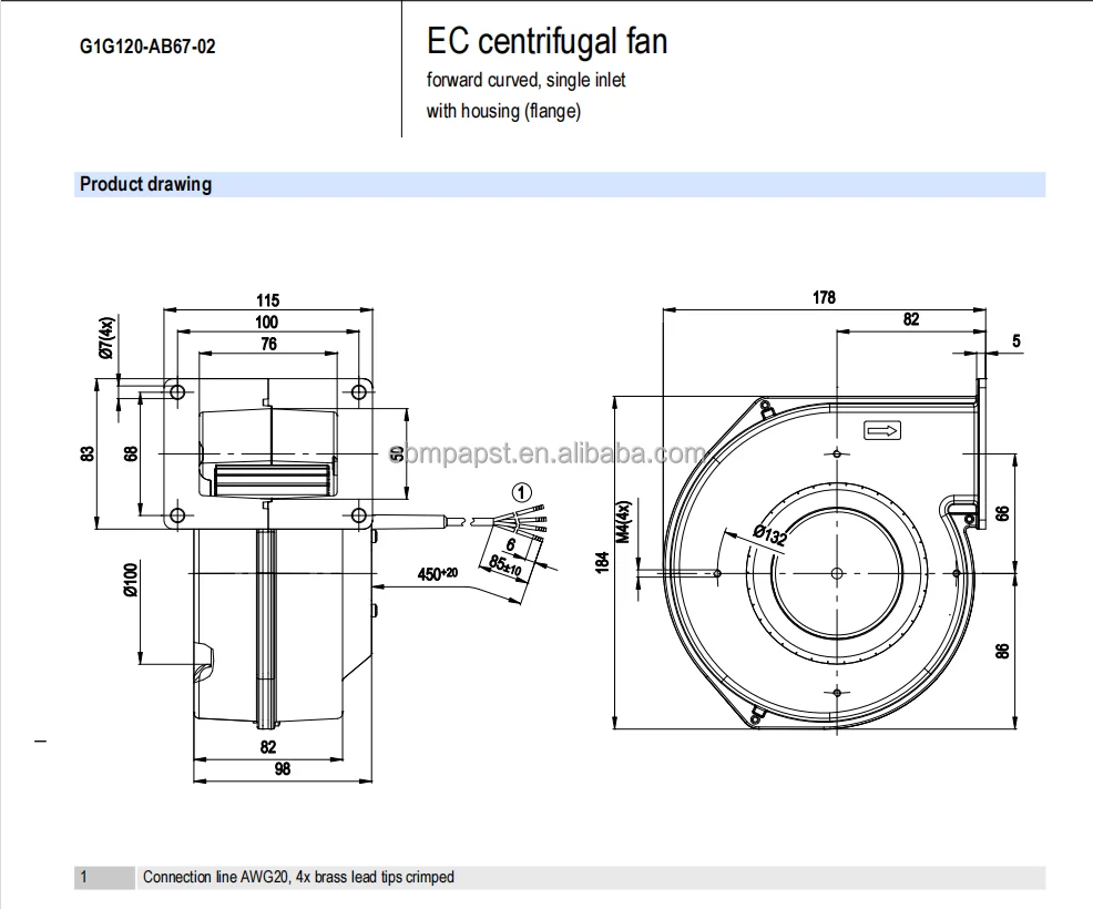 Centrifugal Fan, G2E085-AA01-01, 230V, 30W, 50HZ - detail 10