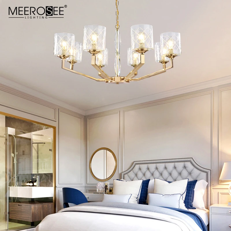 Meerosee 2021 Good price Pendant Lamp Iron Chandelier with Glass Shade Modern Chandelier MD86752