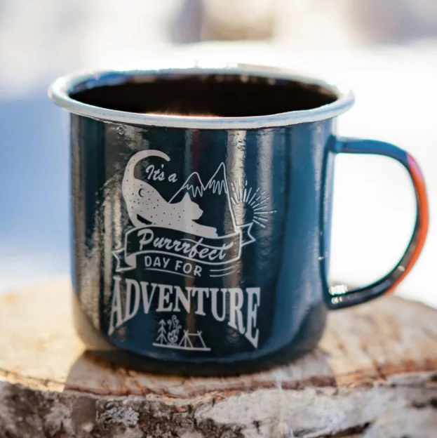 350ml Custom Camping Metal Mug With Colorful Handle Creativity Coffee