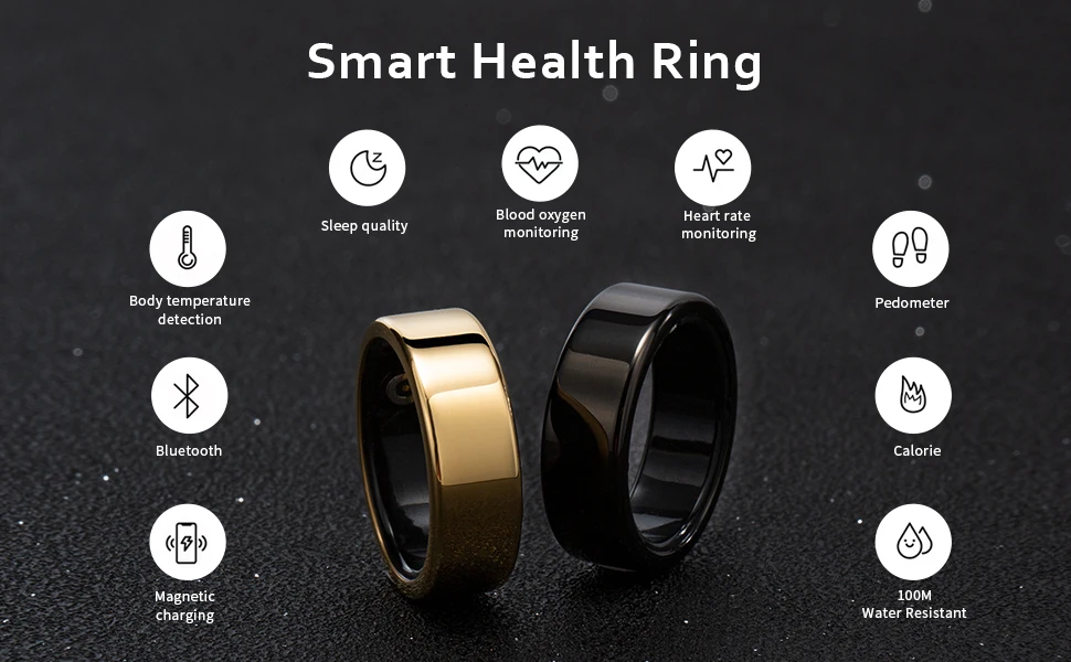 Custom Waterproof Smart Rings Monitor Sleep Heart Rate Blood and Pressure Health Monitoring Smart Ring