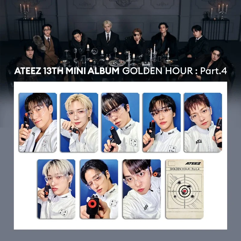 8Pcs KPOP ATEEZ GOLDEN HOUR Part.4 HD Photocards Double Sides