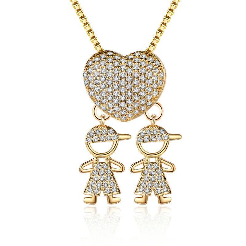 Wholesale Cute Kid Boy Girl Heart Pendant Copper Necklace