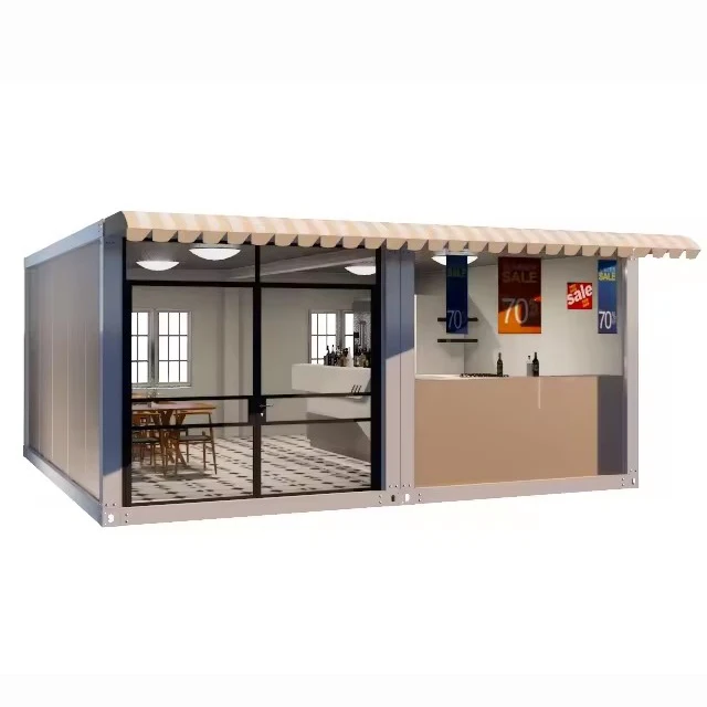 20ft Typhoon-Proof Container House Quick Assembly Prefabricated Components for Villas Hotels Thickened Glass Office Buildings