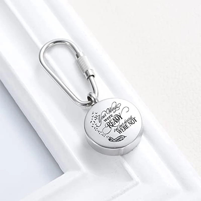 Cremation Jewelry Round Urn Keychain for Pet Ashes Stainless Steel Keepsake Urns Tree of Life Pendant Key Ring for Women Men