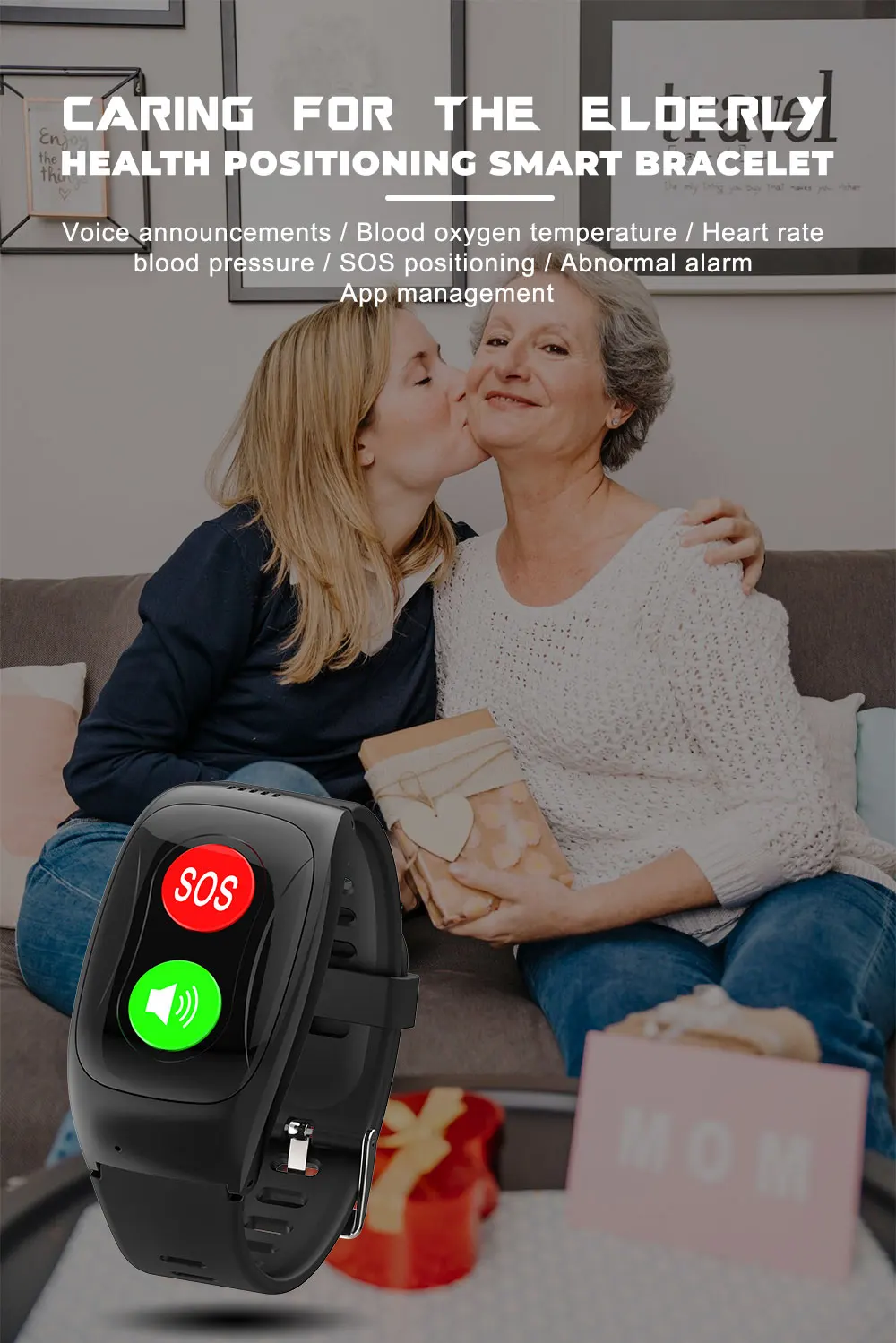 4g Elderly Wearable Device Fall Detection Emergency Call Alert Smart