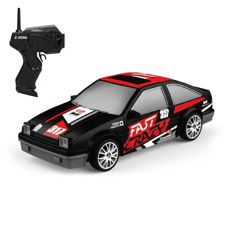 1/24 2.4G 4Ch Remote Control Toy Race Car 4WD Wheel Drift RC Vehicle with USB Cable Charger