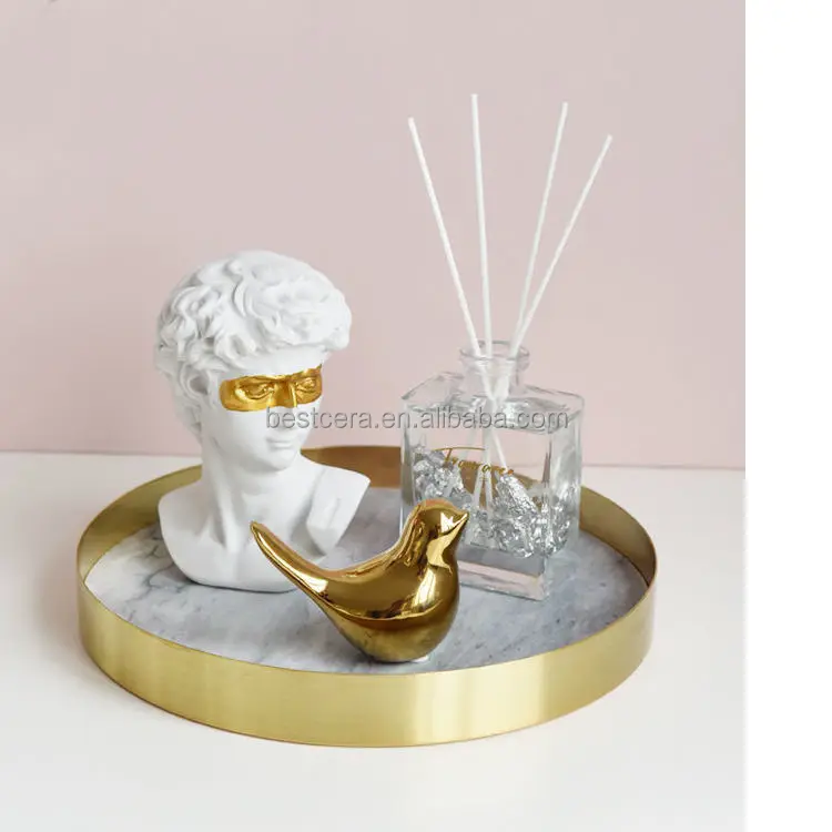 Nordic creative bookshelf ornaments ceramic golden bird statue home decoration living room decor pieces