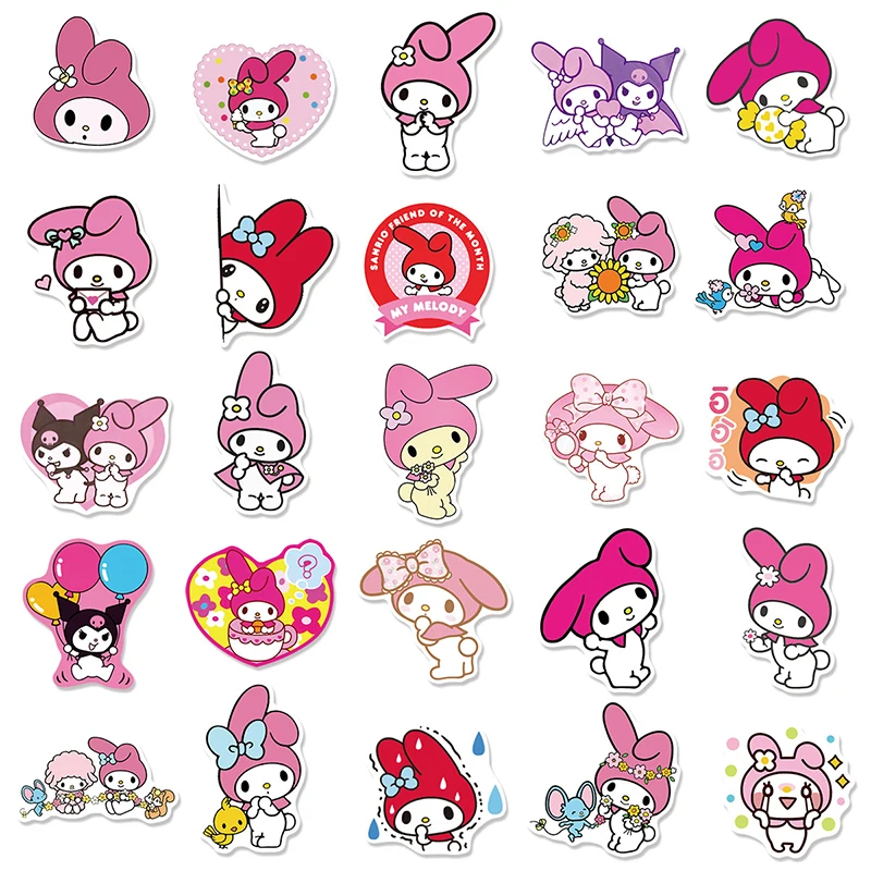 Sanrio Melody Kuromi Cartoon Stickers Water Bottles Laptop Phone ...